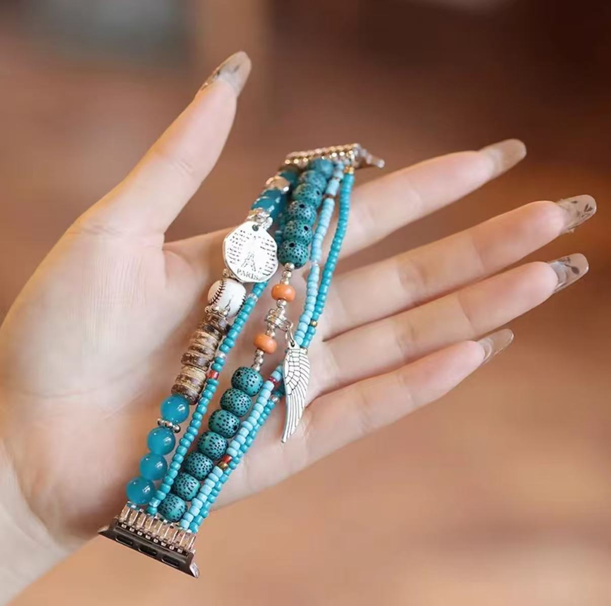 Stock shelves bohemian style watch strap for Apple S10 watch iWatch10 bracelet AppleWatch9 bead strap