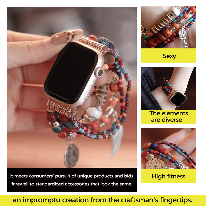 Stock shelves bohemian style watch strap for Apple S10 watch iWatch10 bracelet AppleWatch9 bead strap