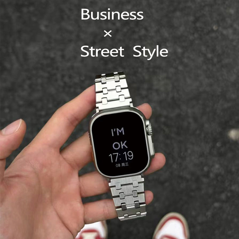 Stock shelves Metal texture double nail watch strap stainless steel suitable for Apple Watch S10/S9/Apple watch strap apple watch ultra2 wrist strap silver suitable for Apple 45mm s7-9 generation