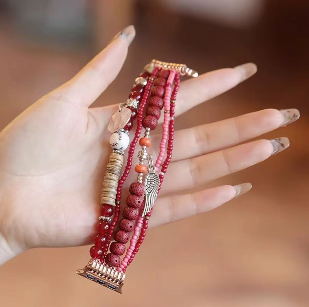 Stock shelves bohemian style watch strap for Apple S10 watch iWatch10 bracelet AppleWatch9 bead strap