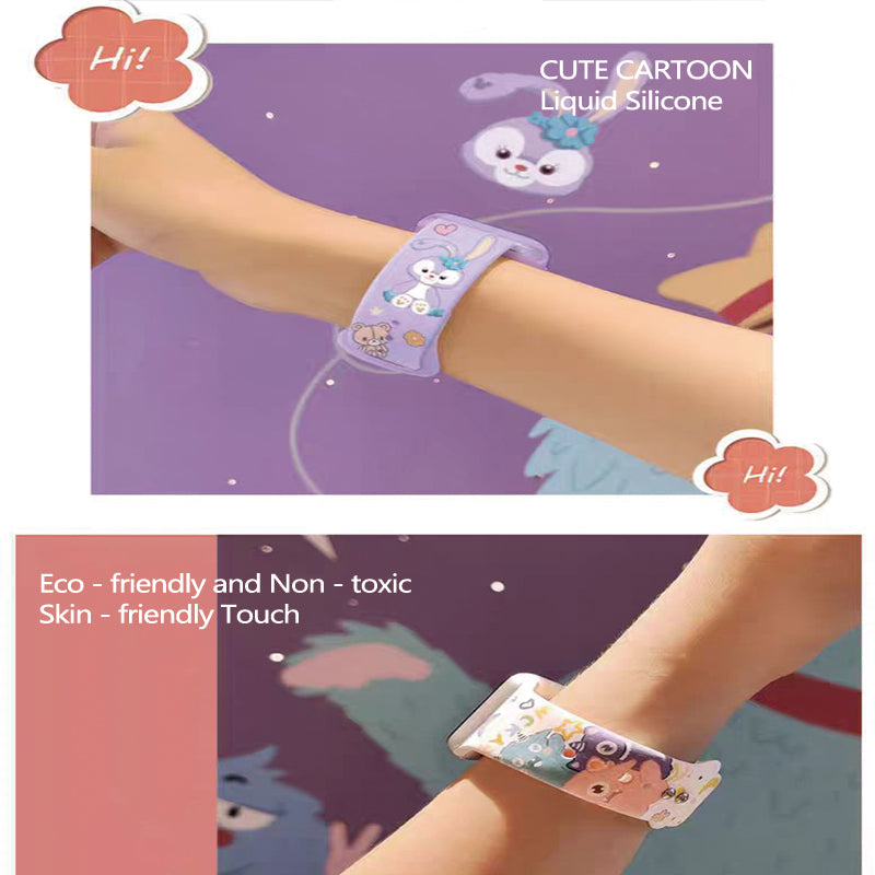 Stock shelves use Apple Watch 7/SE watch strap iwatch strap 1/2/3/4/5 generation cartoon silicone apple print star dew rabbit 42/44/38/40mm female series trendy creative S6