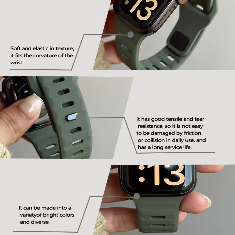 Stock shelves new sports silicone iwatch strap suitable for apple watch applewatch breathable soft ultra men's 9 niche s10 women's s8 tide dark green ultra