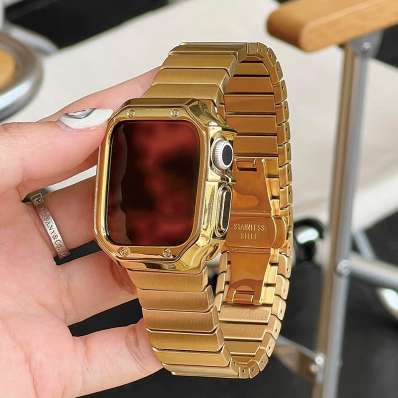 Stock shelves Applicable to iwatch8 strap S9 retro S10 Apple watch s8 exquisite stainless steel applewatch7 metal 654 generation high-end niche Se fashion temperament Internet celebrity men and women