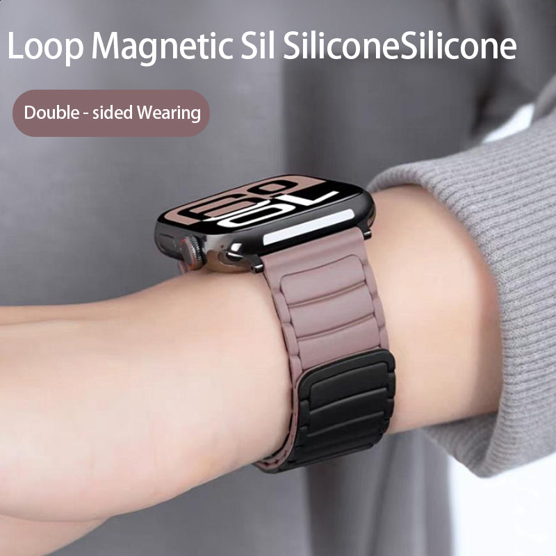 Stock shelves Suitable for Apple Watch S10 summer new silicone breathable magnetic sports strap men's ultra1/2 iwatch niche high-end strap applewatch9/8/7/se