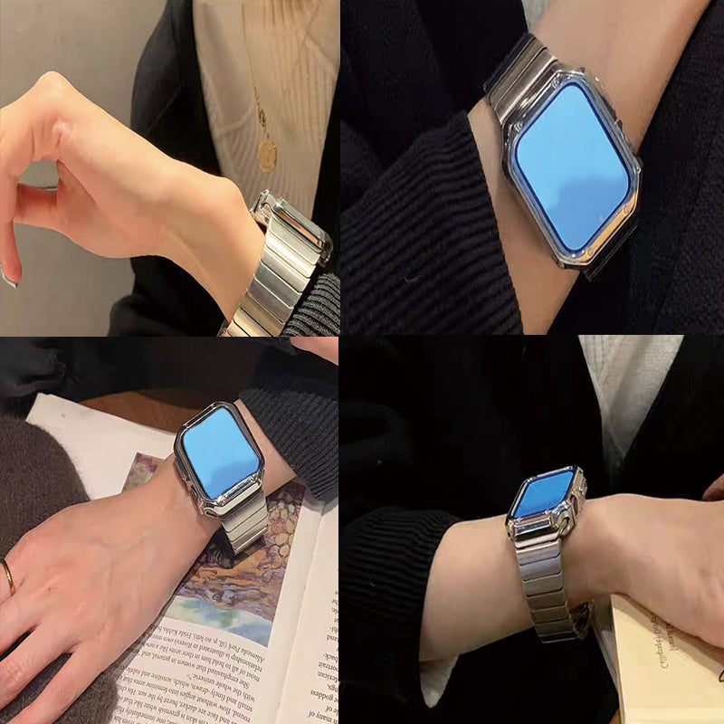 Stock shelves Applicable to iwatch8 strap S9 retro S10 Apple watch s8 exquisite stainless steel applewatch7 metal 654 generation high-end niche Se fashion temperament Internet celebrity men and women