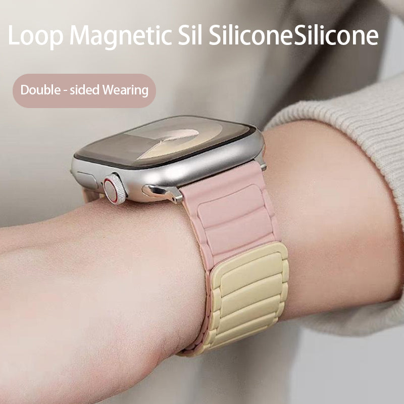 Stock shelves Suitable for Apple Watch S10 summer new silicone breathable magnetic sports strap men's ultra1/2 iwatch niche high-end strap applewatch9/8/7/se