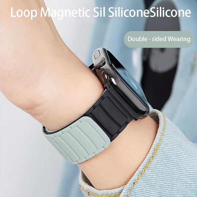 Stock shelves Suitable for Apple Watch S10 summer new silicone breathable magnetic sports strap men's ultra1/2 iwatch niche high-end strap applewatch9/8/7/se