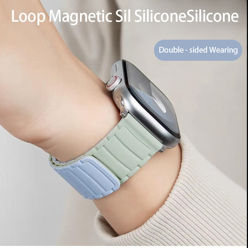 Stock shelves Suitable for Apple Watch S10 summer new silicone breathable magnetic sports strap men's ultra1/2 iwatch niche high-end strap applewatch9/8/7/se
