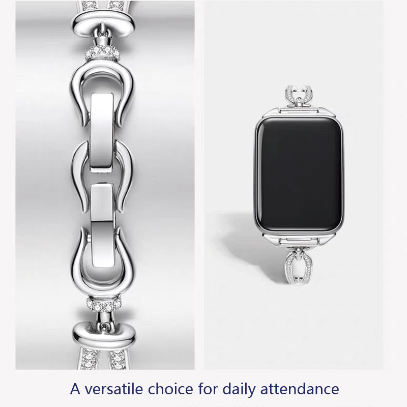 Stock shelves Applicable to Apple Watch strap compatible with Apple Watch S10 watch strap iwatch SE silver watch chain bracelet female light luxury niche exquisite bracelet wristband