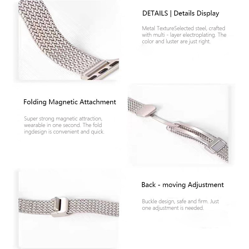 Stock shelves Suitable for Apple Watch wheat ear magnetic buckle strap S10 Apple watch stainless steel strap iwatchS9 new metal s8/7 thin SE generation
