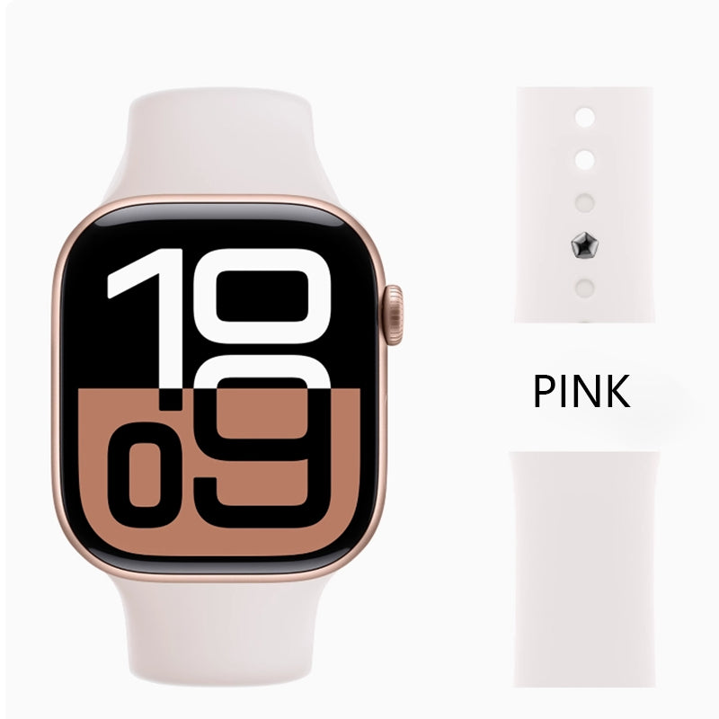 Stock shelves Applicable to Apple Watch Strap iwatch Liquid Silicone Watch Strap New S10 Edition Applewatch Niche S9 High-end S8S7S6SE Women's Ultra2 Sports Series Wristband 5