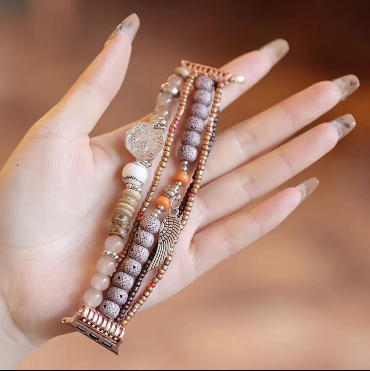 Stock shelves bohemian style watch strap for Apple S10 watch iWatch10 bracelet AppleWatch9 bead strap