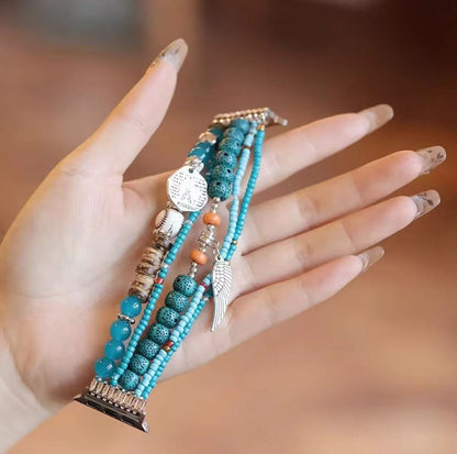 Stock shelves bohemian style watch strap for Apple S10 watch iWatch10 bracelet AppleWatch9 bead strap