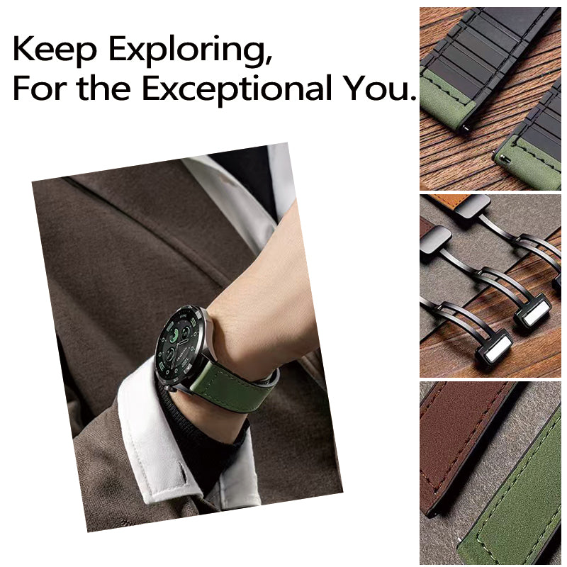 Stock shelves magnetic buckle Crazy horse leather silicone watch chain substitute Huawei Tissot DW Longines Casio genuine leather