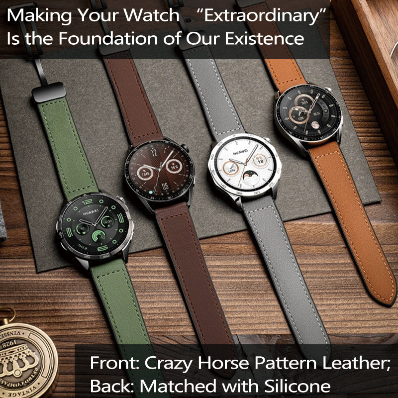 Stock shelves magnetic buckle Crazy horse leather silicone watch chain substitute Huawei Tissot DW Longines Casio genuine leather