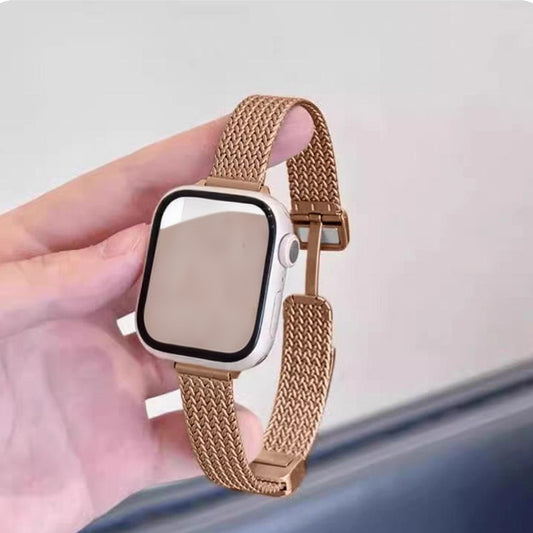 Stock shelves Suitable for Apple Watch wheat ear magnetic buckle strap S10 Apple watch stainless steel strap iwatchS9 new metal s8/7 thin SE generation