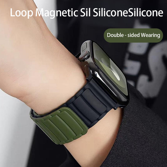 Stock shelves Suitable for Apple Watch S10 summer new silicone breathable magnetic sports strap men's ultra1/2 iwatch niche high-end strap applewatch9/8/7/se