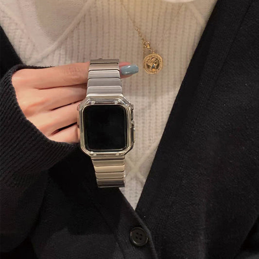 Stock shelves Applicable to iwatch8 strap S9 retro S10 Apple watch s8 exquisite stainless steel applewatch7 metal 654 generation high-end niche Se fashion temperament Internet celebrity men and women
