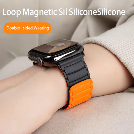 Stock shelves Suitable for Apple Watch S10 summer new silicone breathable magnetic sports strap men's ultra1/2 iwatch niche high-end strap applewatch9/8/7/se