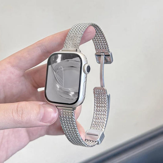 Stock shelves Suitable for Apple Watch wheat ear magnetic buckle strap S10 Apple watch stainless steel strap iwatchS9 new metal s8/7 thin SE generation