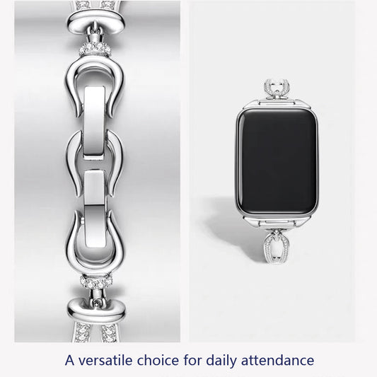 Stock shelves Applicable to Apple Watch strap compatible with Apple Watch S10 watch strap iwatch SE silver watch chain bracelet female light luxury niche exquisite bracelet wristband