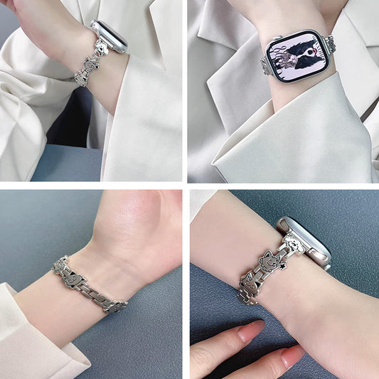 Stock shelves Applicable to iWatch9 watch strap applewatch8 metal Apple Watch s10 generation summer female SE chain 41mm cute Ultra breathable 6 creative niche ins